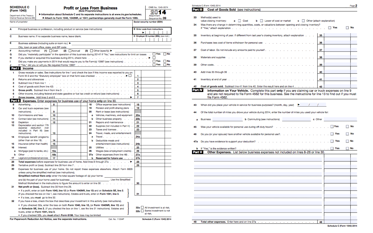 A Friendly Guide To Schedule C Tax Forms  Freshbooks Blog As Well As Schedule C Income Calculation Worksheet