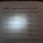 Activity 6 Dividing Polynomials Using Synthetic Division  Brainlyph Intended For Dividing Polynomials Long And Synthetic Division Worksheet Answers