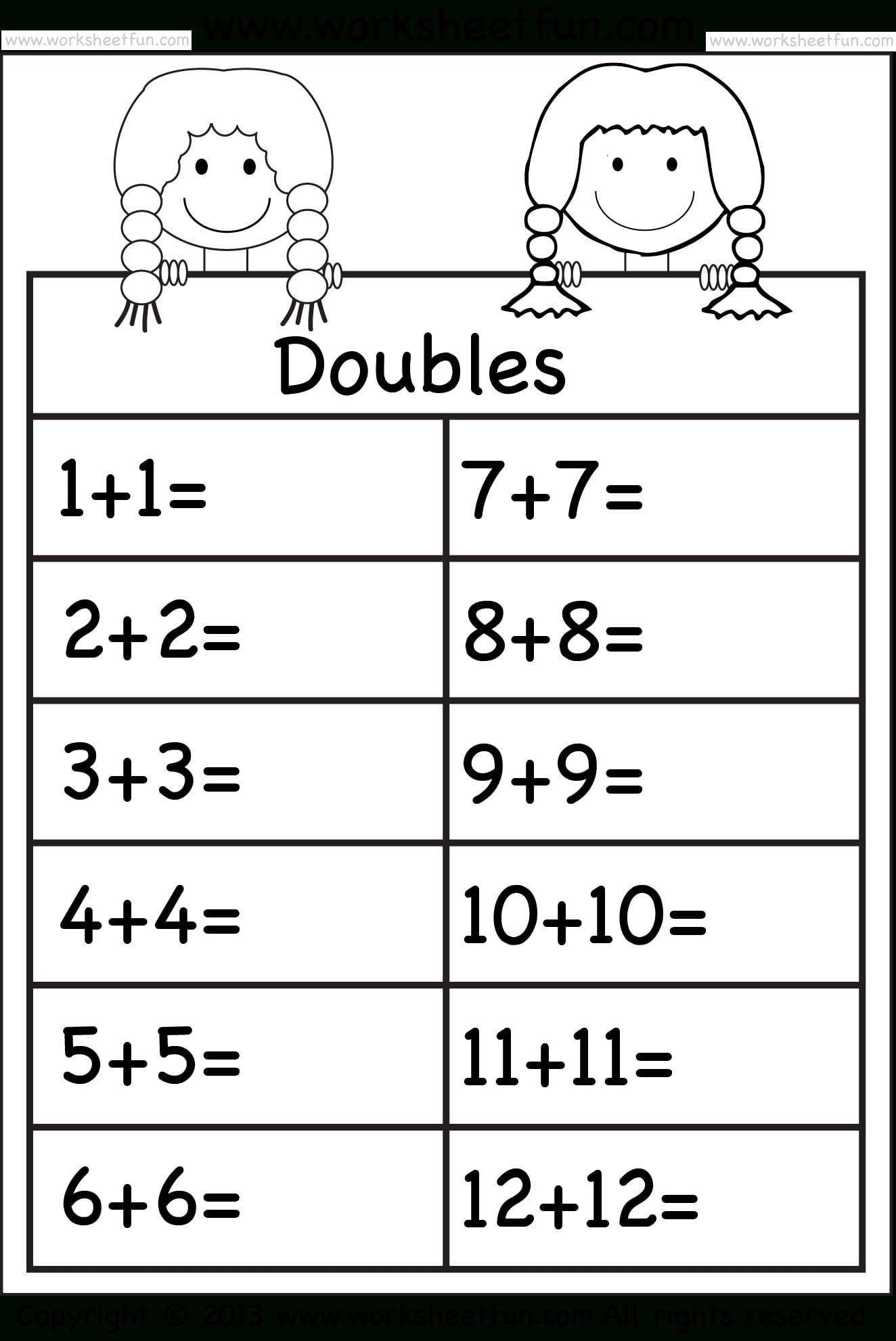 Addition Doubles – 1 Worksheet  Free Printable Worksheets As Well As Adding Doubles Worksheets