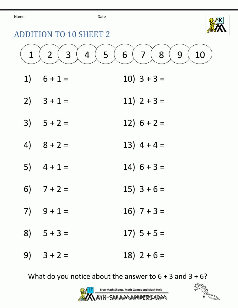 Addition Math Worksheets For Kindergarten Throughout Free Online Maths Worksheets For Grade 3