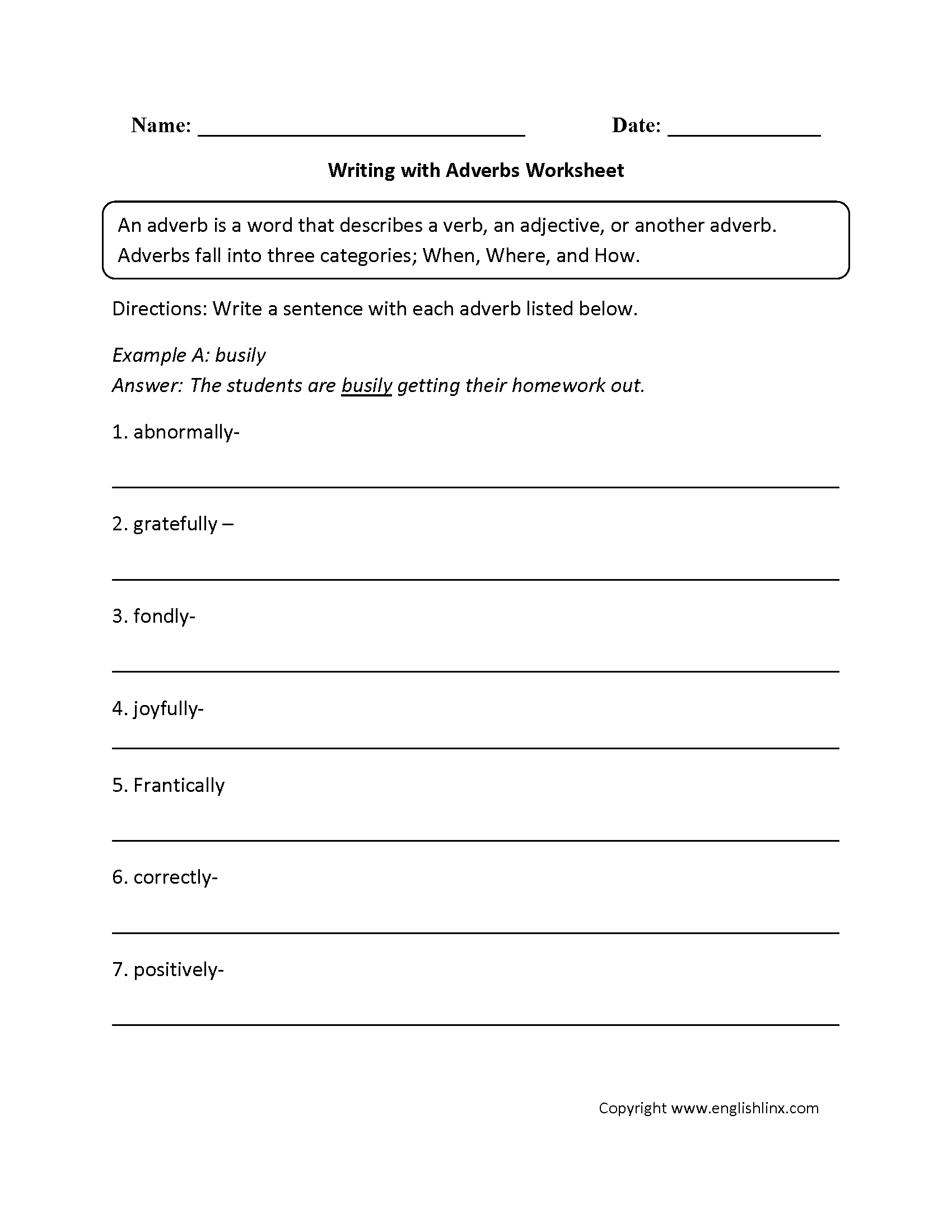 Adverbs Worksheets  Regular Adverbs Worksheets Within Adverb Worksheets Pdf