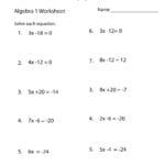 Algebra 1 Practice Worksheet  Free Printable Educational Worksheet Or Algebra 1 Practice Worksheets