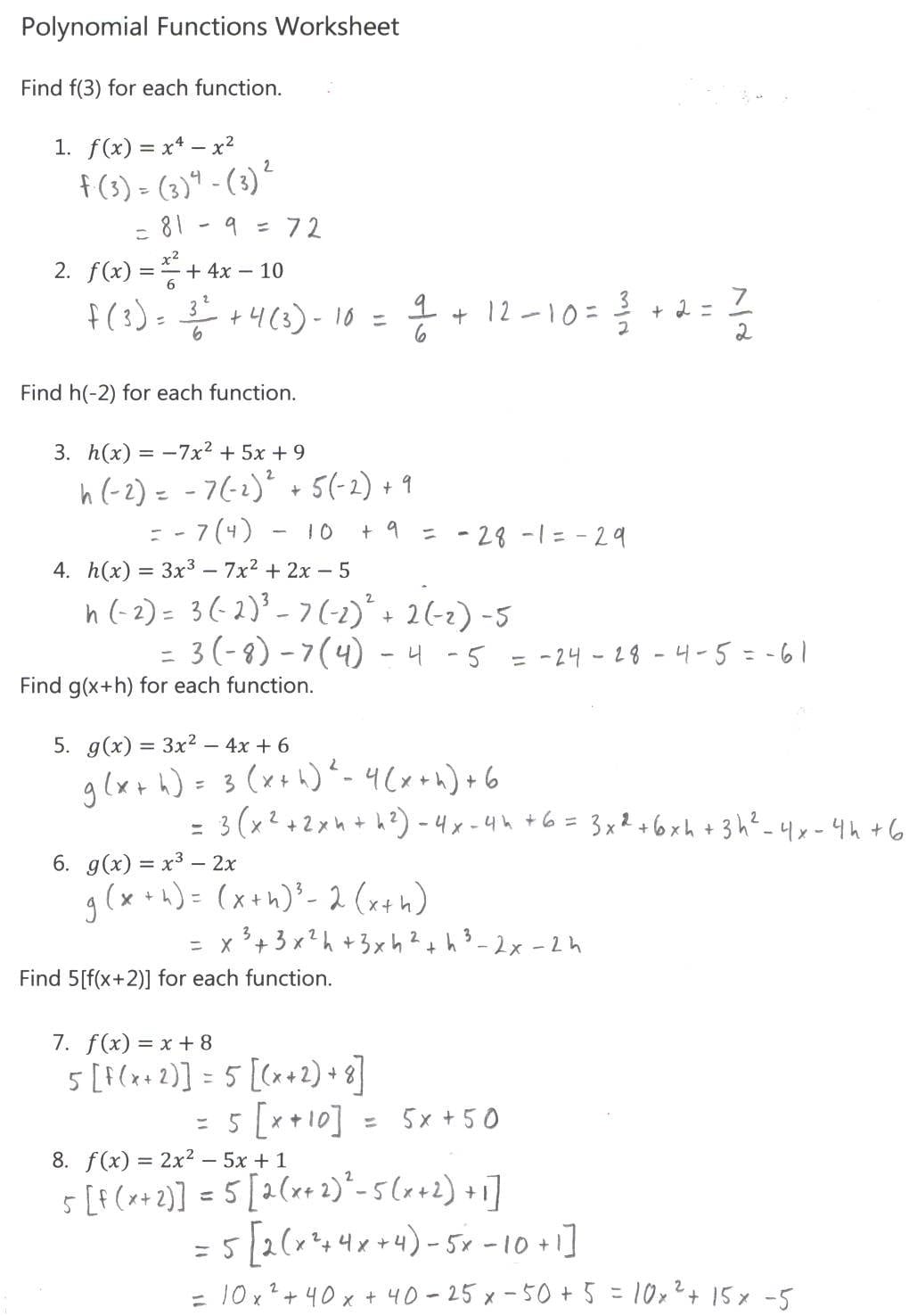 Algebra 2 In Factoring Polynomials Finding Zeros Of Polynomials Worksheet Answers