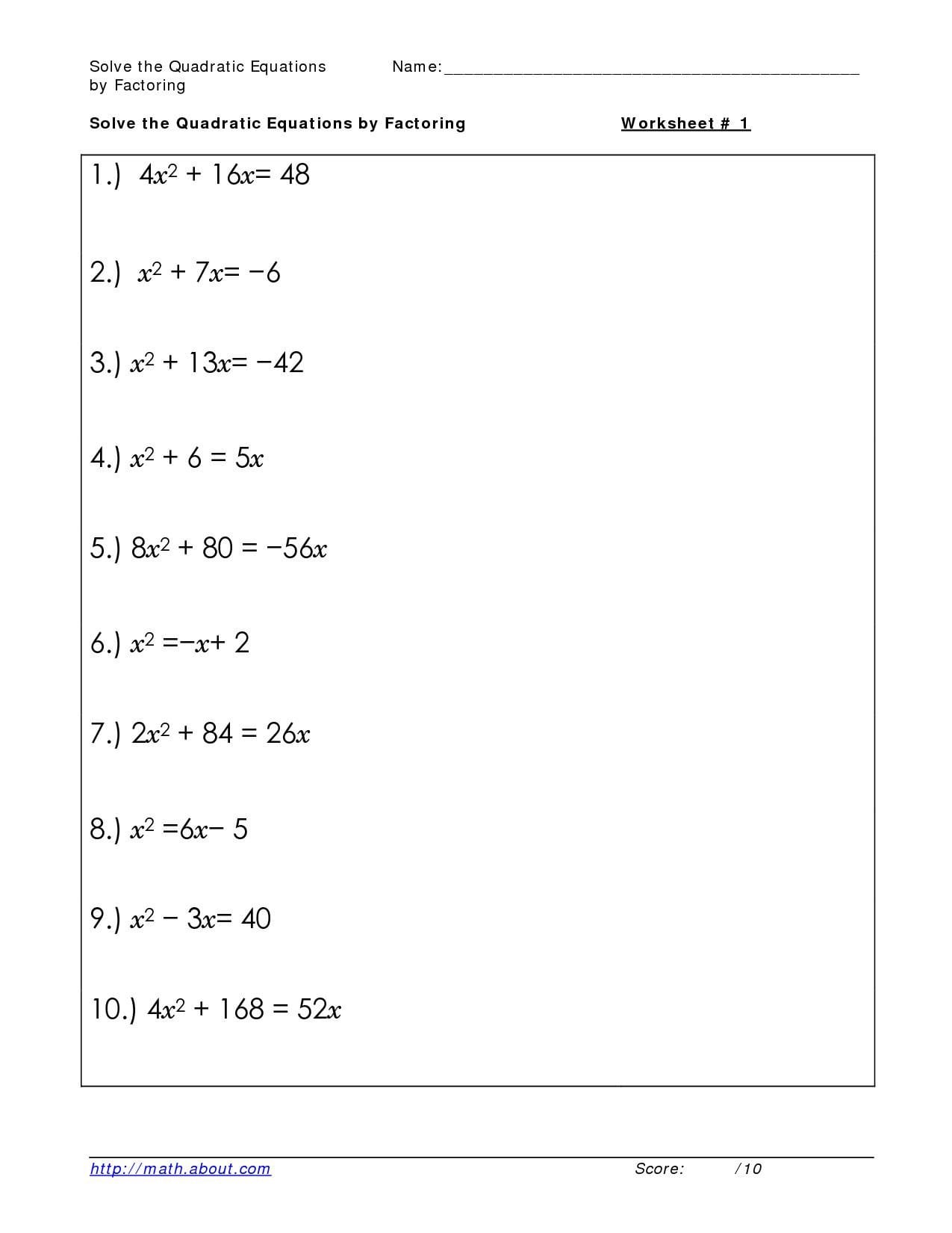 Algebra 2 Quadratic Formula Worksheet Answers  Briefencounters Within Quadratic Formula Worksheet With Answers