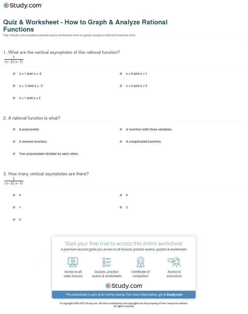 Algebra 3 Rational Functions Worksheet 1 Answer Key Culver City High With Regard To Author039S Purpose Worksheets 6Th Grade Pdf