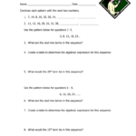 Algebraic Expressions In Patterns Worksheet Pertaining To Algebraic Expressions Worksheets With Answers