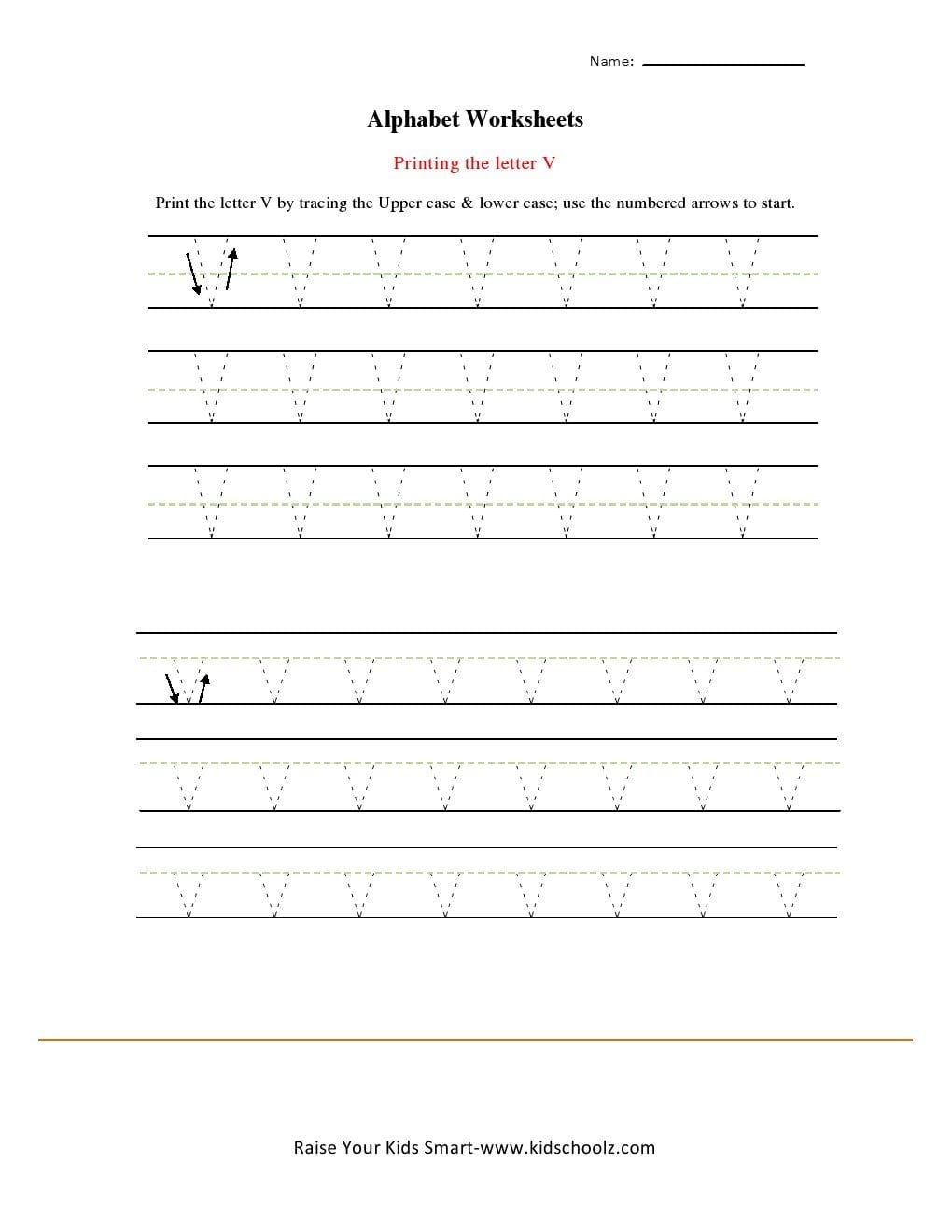 Alphabets Tracing Worksheets  Letter V  Kidschoolz And Telugu Writing Worksheets