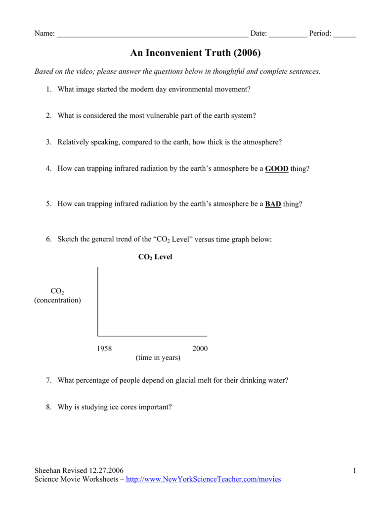 An Inconvenient Truth 2006 Study Guide And An Inconvenient Truth Worksheet Answers