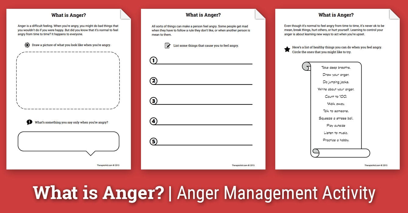 Anger Activity For Children What Is Anger Worksheet  Therapist Aid With Anger Management Worksheets For Kids