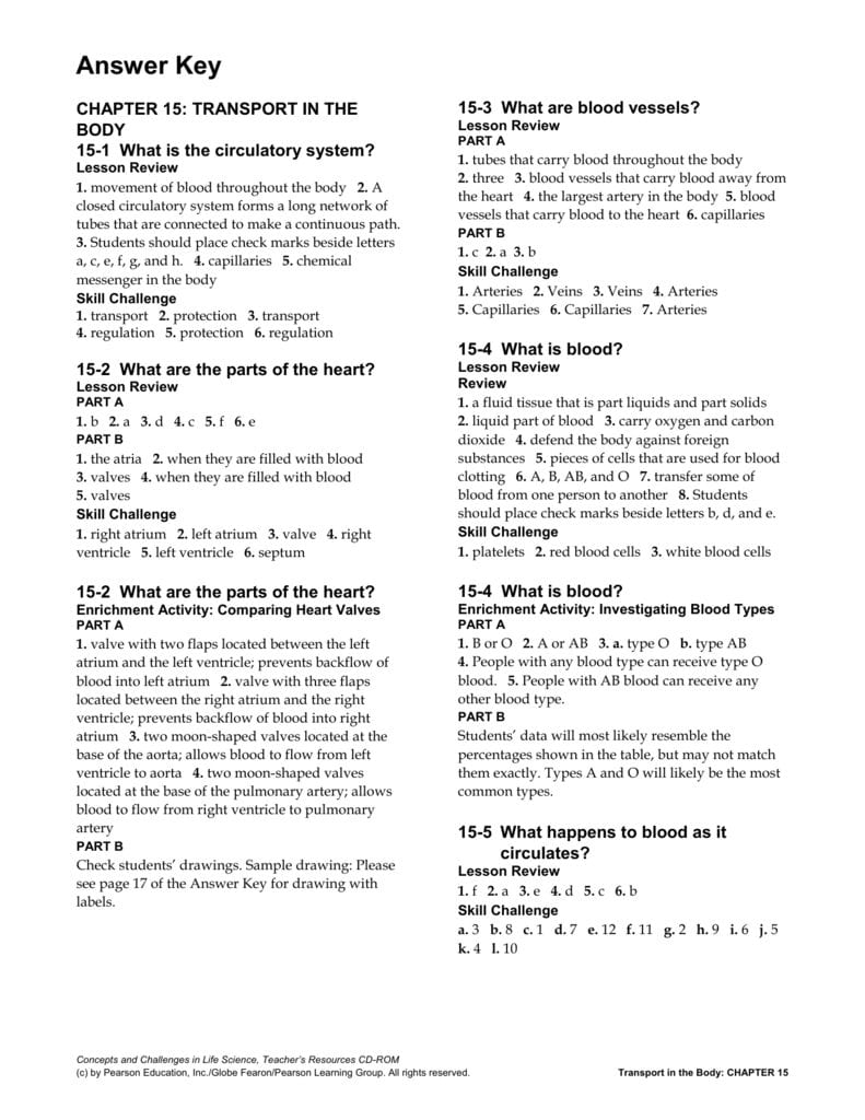 Answer Key For Pearson Education Science Worksheet Answers