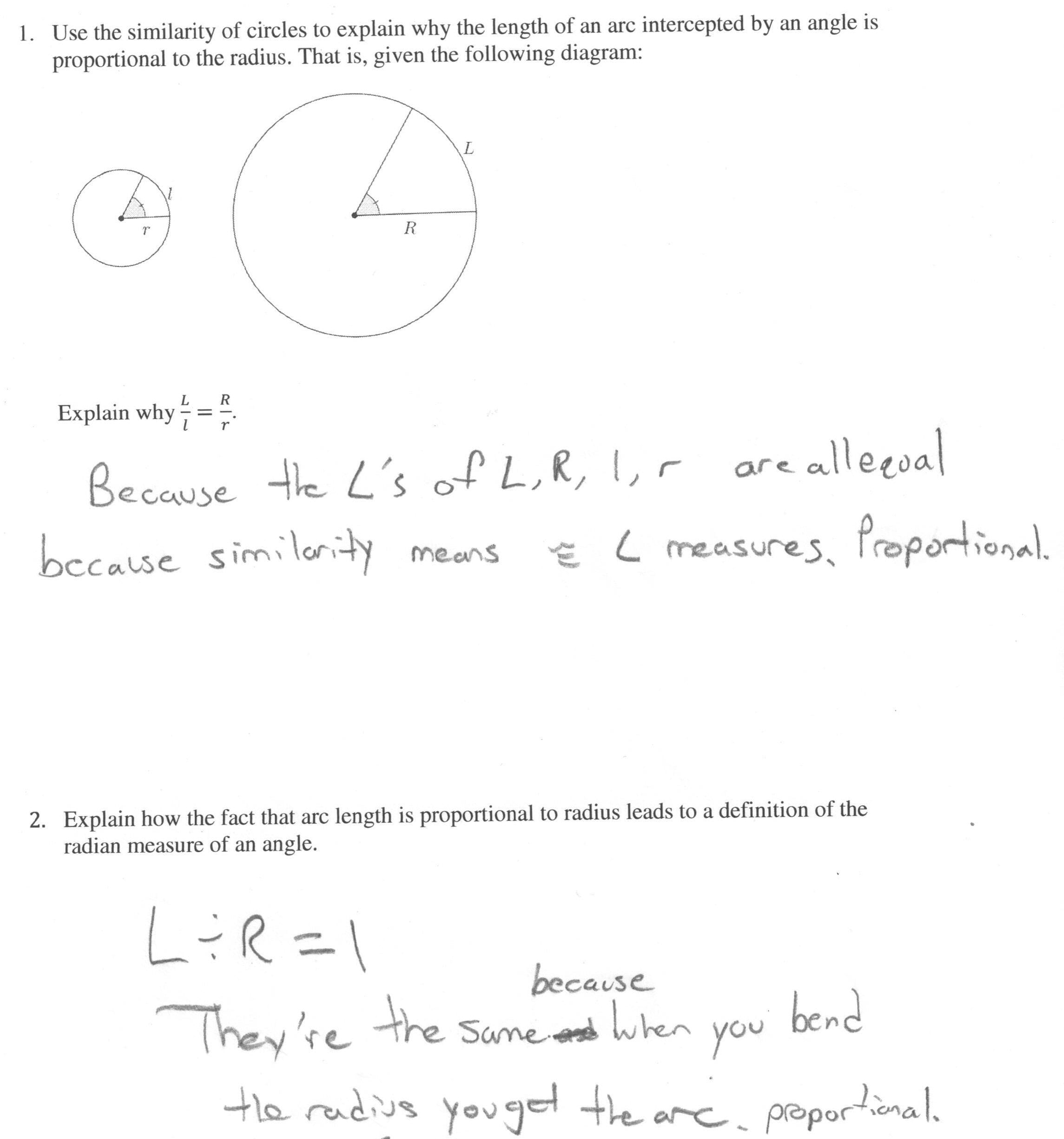 Arc Length And Radians Students Are Asked To Explain Why The Length Together With Arc Measure And Arc Length Worksheet