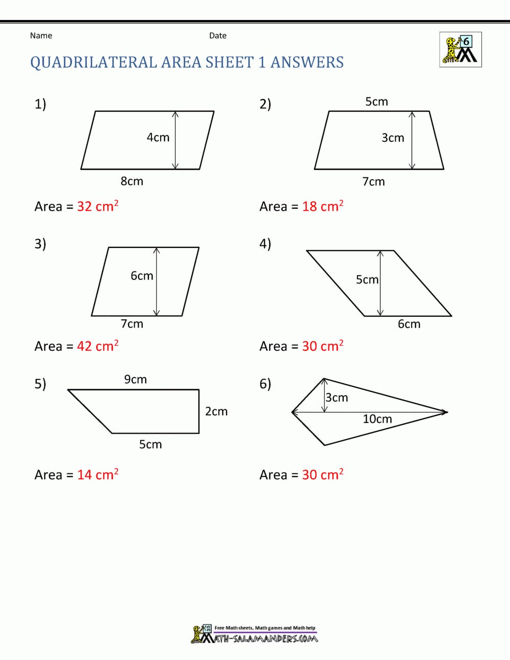 Area Of Quadrilateral Worksheets Or Area Of Quadrilaterals Worksheet