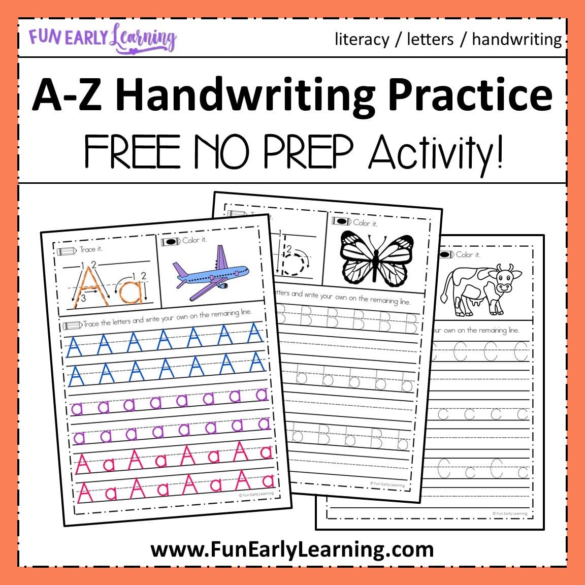 Az Handwriting Practice No Prep Worksheets For Learning Letters And Letter Identification Worksheets
