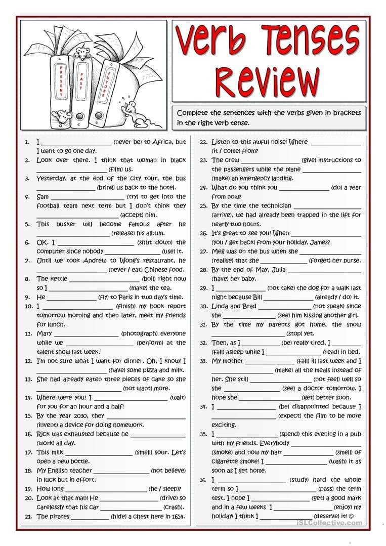 B1 Verb Tenses Review 12 Worksheet  Free Esl Printable Worksheets Also Grammar Review Worksheets