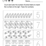 Back To School Counting Worksheet  Free Kindergarten Math Worksheet Regarding Math Counting Worksheets
