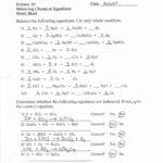 Balancing Chemical Equations Practice Worksheet With Answers Along With Balancing Equations Practice Worksheet Answers