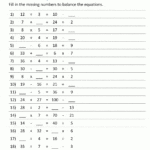 Balancing Math Equations And Finding The Missing Number In An Equation Worksheets