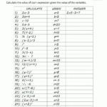 Basic Algebra Worksheets Throughout Algebraic Expressions Worksheets With Answers