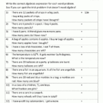 Basic Algebra Worksheets With Regard To Algebraic Expressions Worksheets With Answers