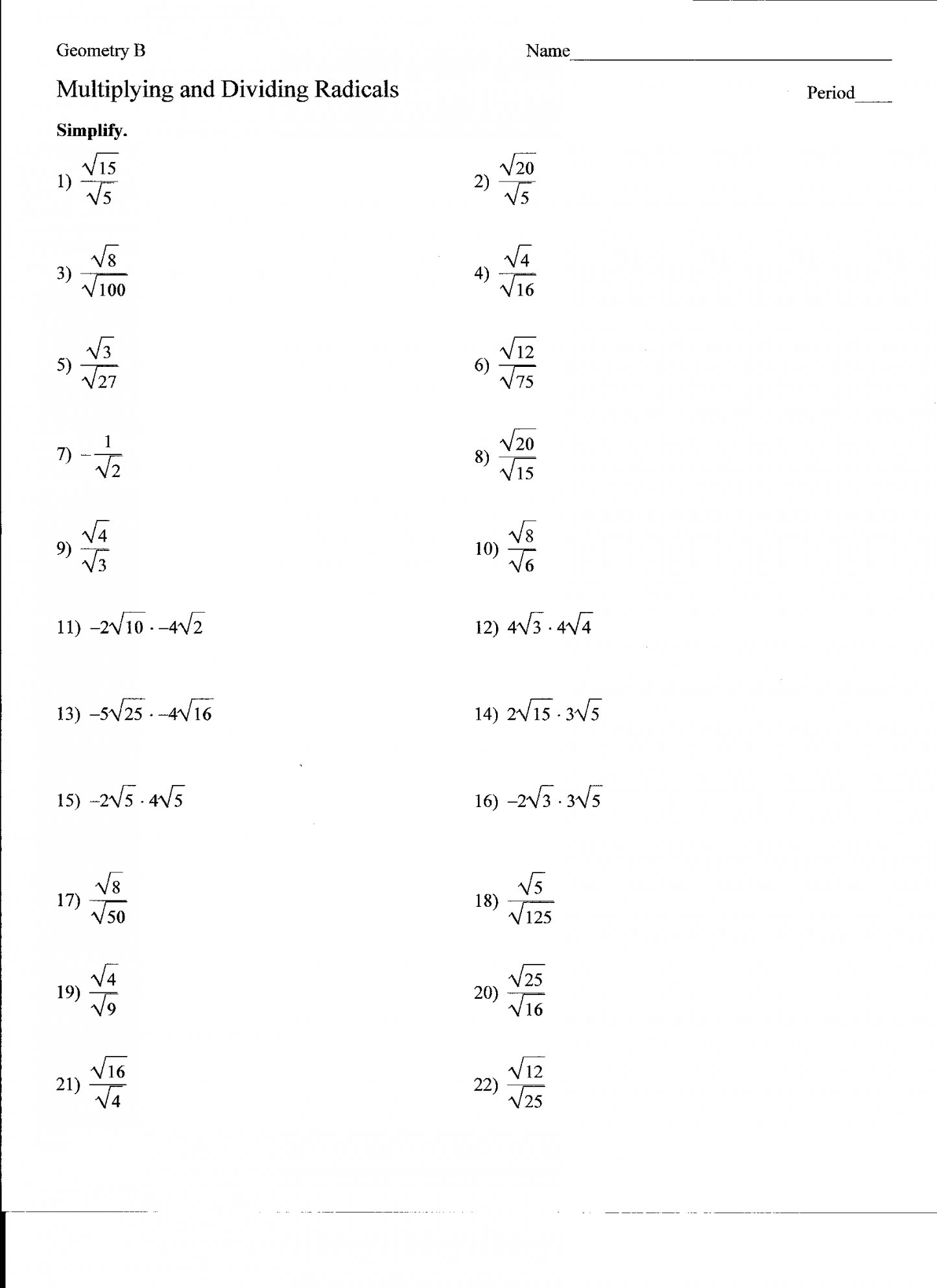 Best Ideas Of Worksheet Simplify Square Roots Worksheet Inspiration Along With Square Roots Worksheet Answers
