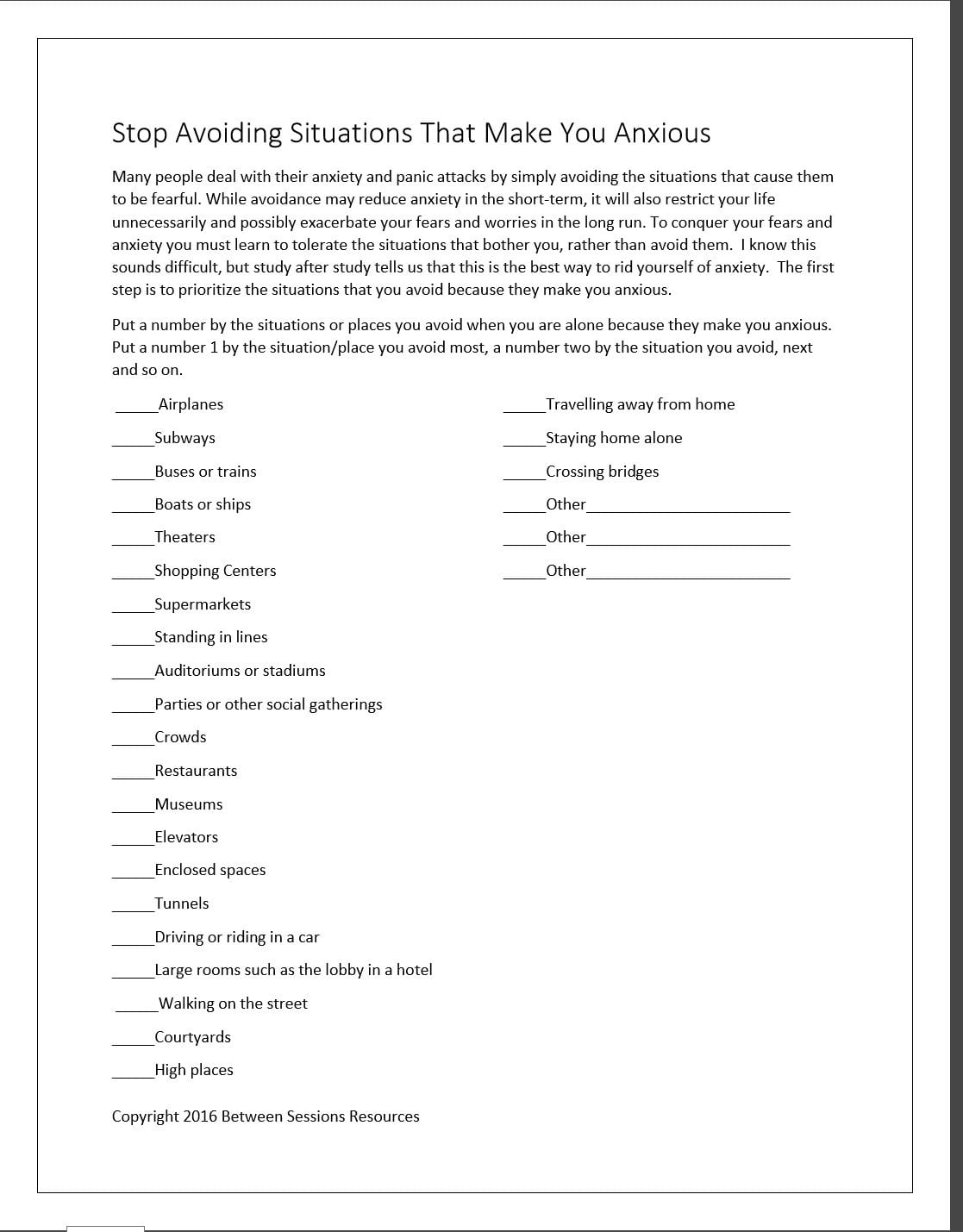Between Sessions Anxiety Disorder Help  Treatment For Anxiety In Anxiety Management Worksheets