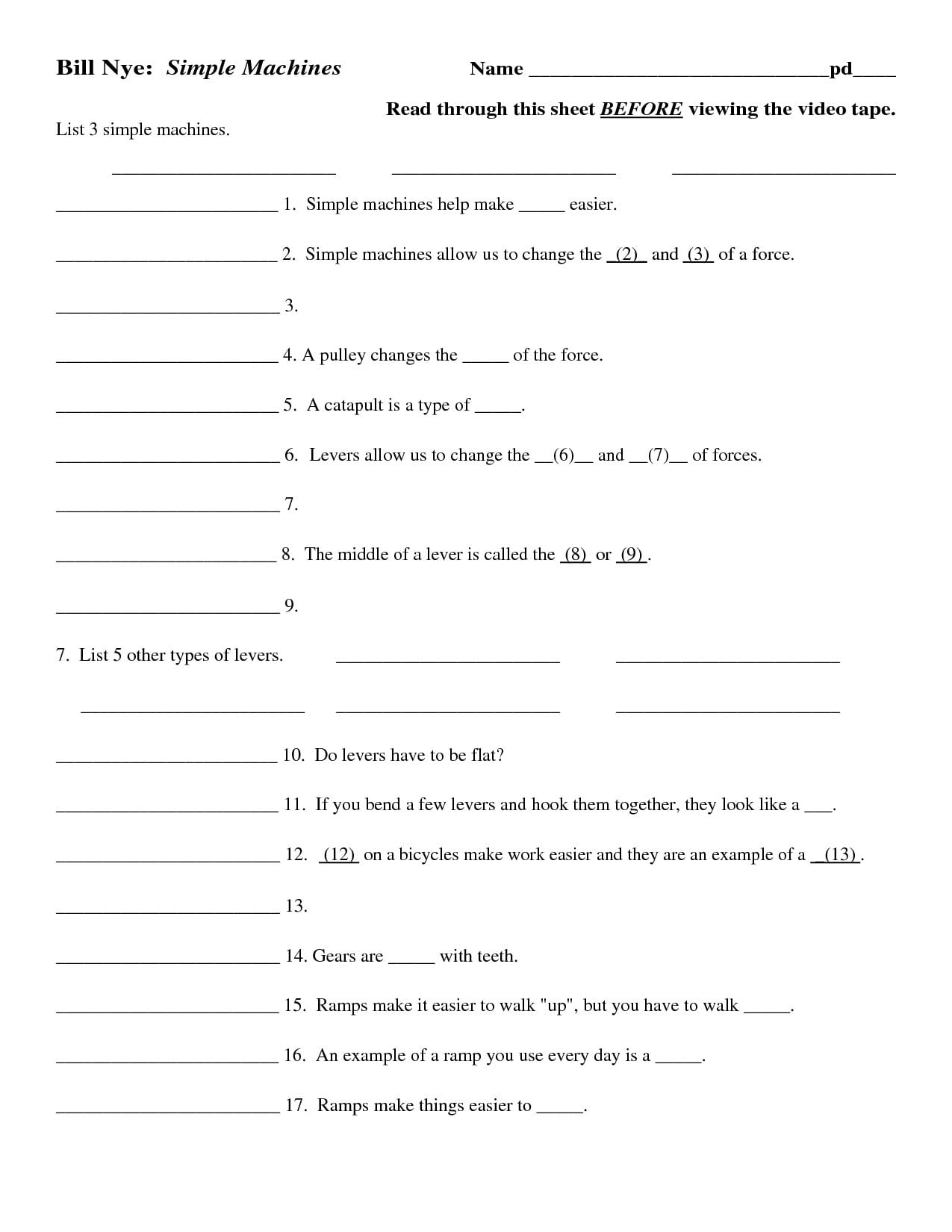 Bill Nye Simple Machines  Houston Laser Hair Removal Along With Bill Nye Simple Machines Worksheet Answers