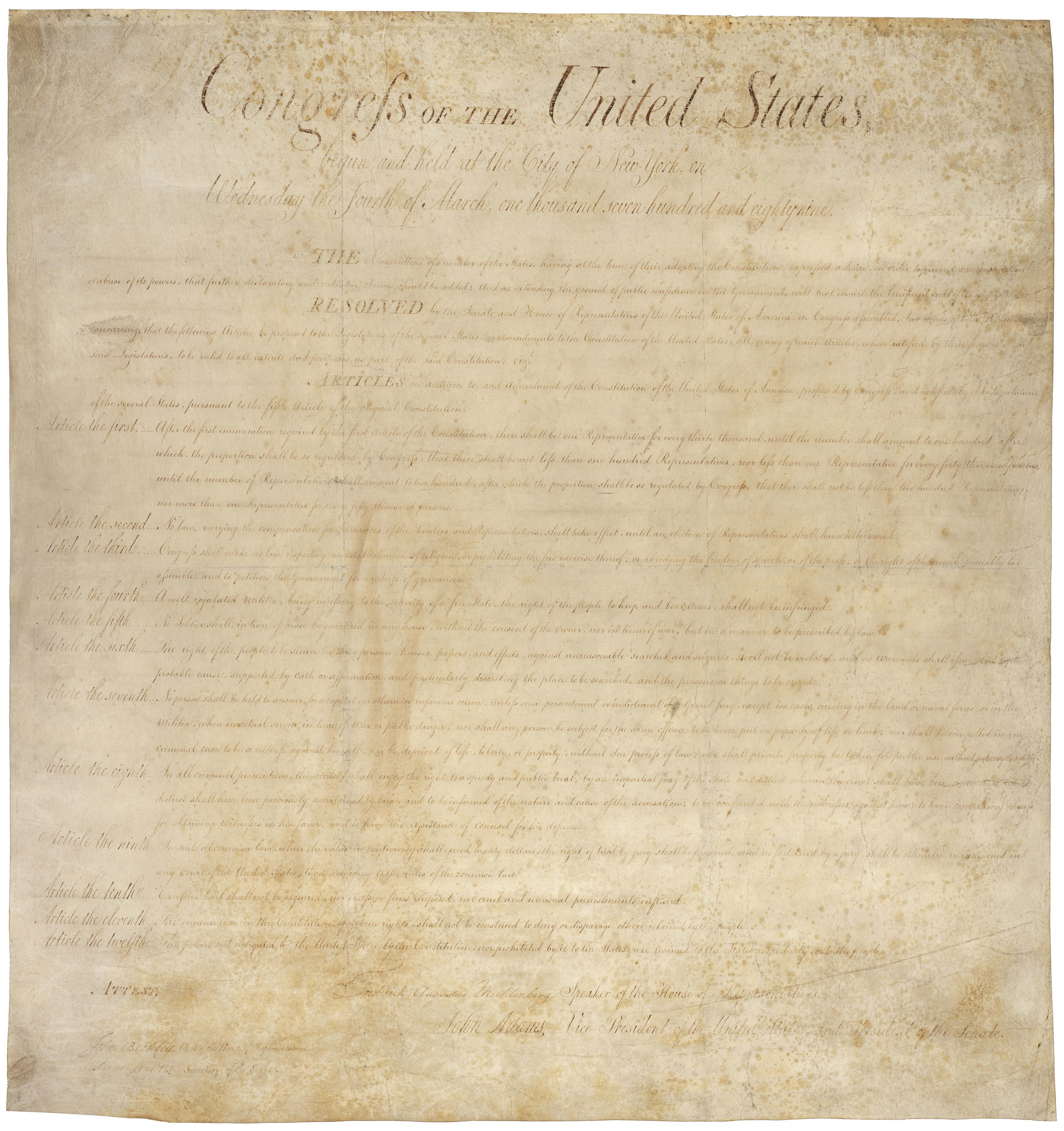 Bill Of Rights Of The United States Of America 1791  Bill Of Within The Bill Of Rights Worksheet Answers