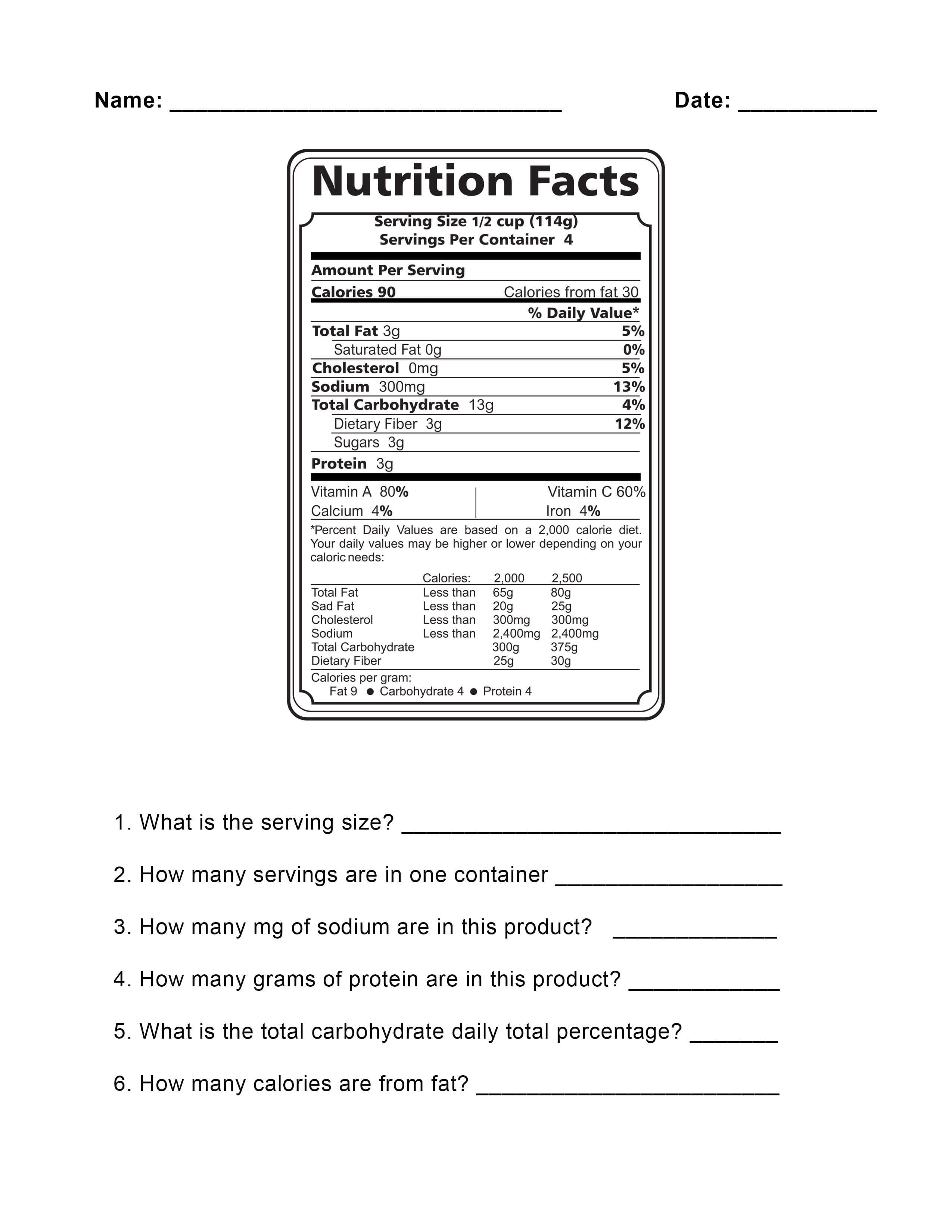 Blank Nutrition Label Worksheet  Writings And Essays Corner As Well As Nutrition Label Worksheet