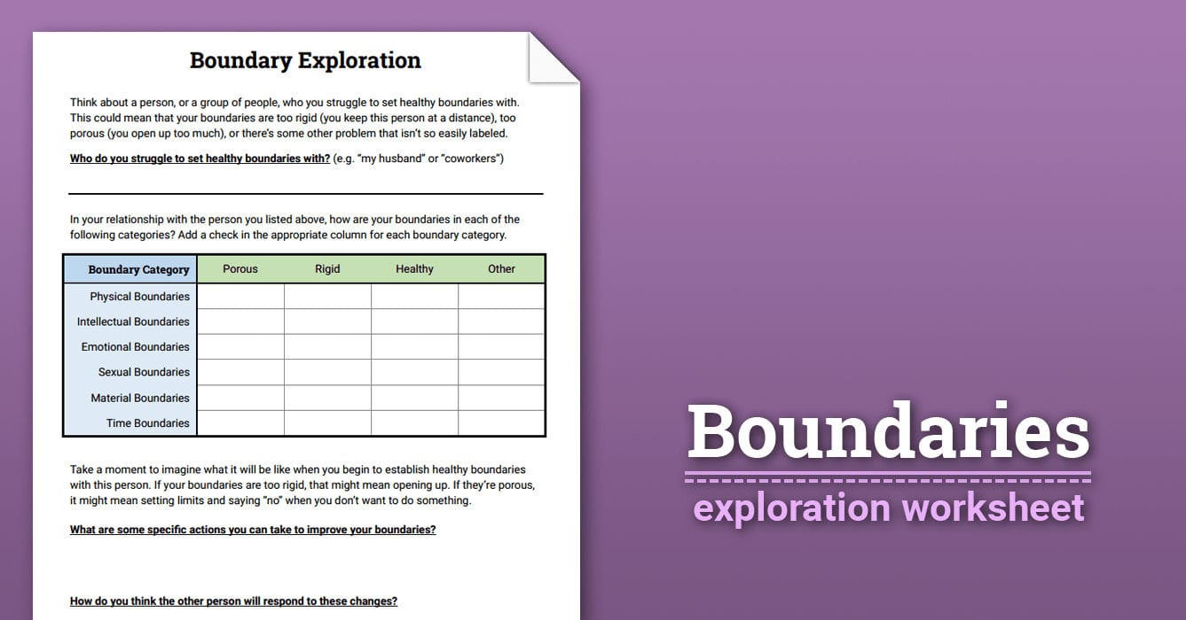 Boundaries Exploration Worksheet  Therapist Aid Intended For Boundaries Activities Worksheets