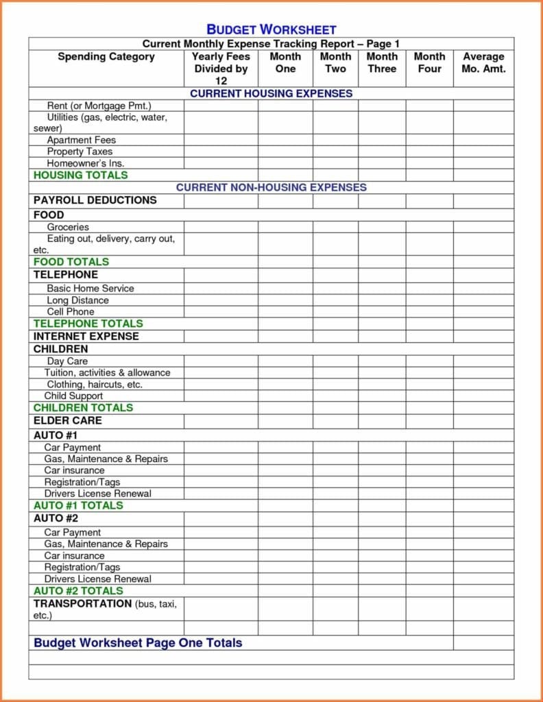 Budgeting Spreadsheet Template Free Monthly Business Expense Daily Inside Business Expense Worksheet Free