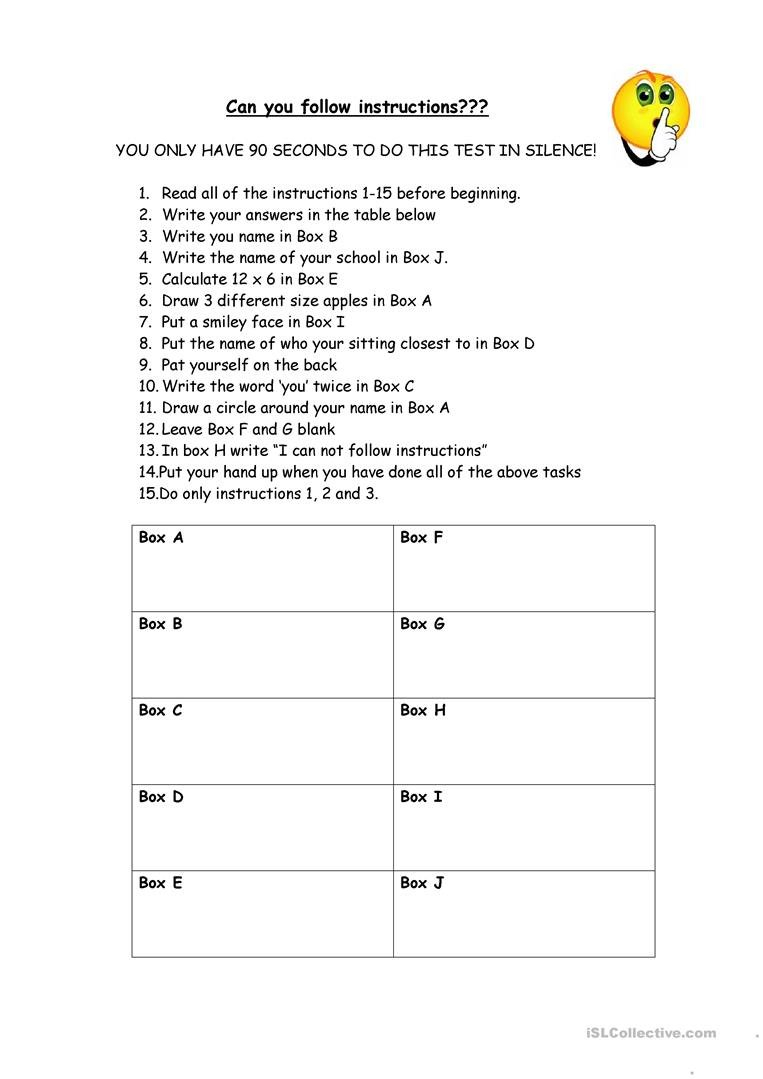 Can You Follow Instructions Worksheet  Free Esl Printable Inside Following Directions Worksheet