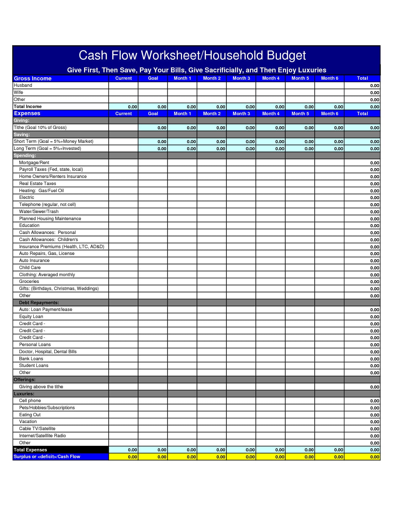 Cash Flow Budget Worksheet Excel 5 – Elsik Blue Cetane Inside Cash Flow Worksheet