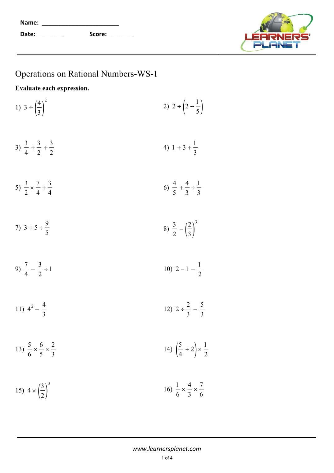 Cbse 7 Math Worksheet On Word Problems On Rational Numbers Together With Operations With Rational Numbers Worksheet