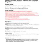 Chapter 13 Ions In Aqueous Solutions And Colligative Properties Pertaining To Reactions In Aqueous Solutions Worksheet Answers