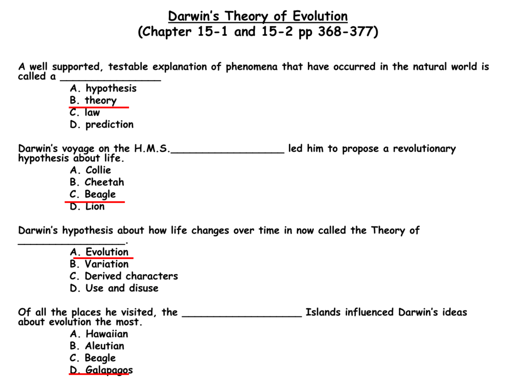 Chapter 151 And 152 Pp 368377 Also The Theory Of Evolution Chapter 15 Worksheet Answers