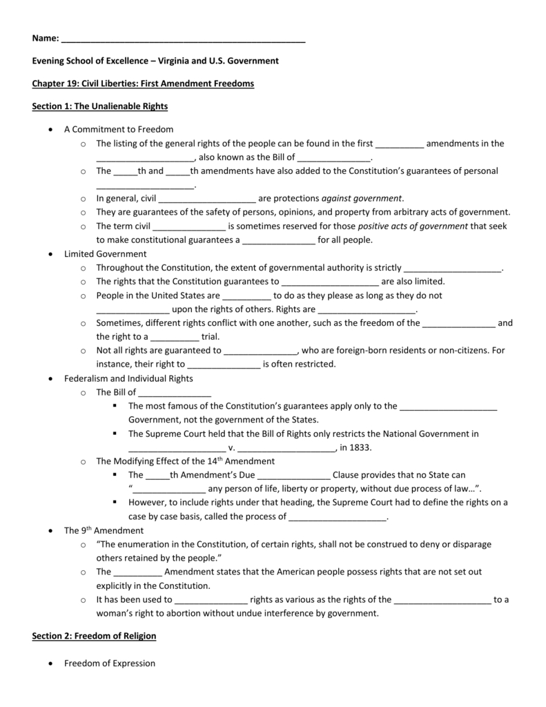 Chapter 19 Notes With Freedom Of Religion Worksheet Answers