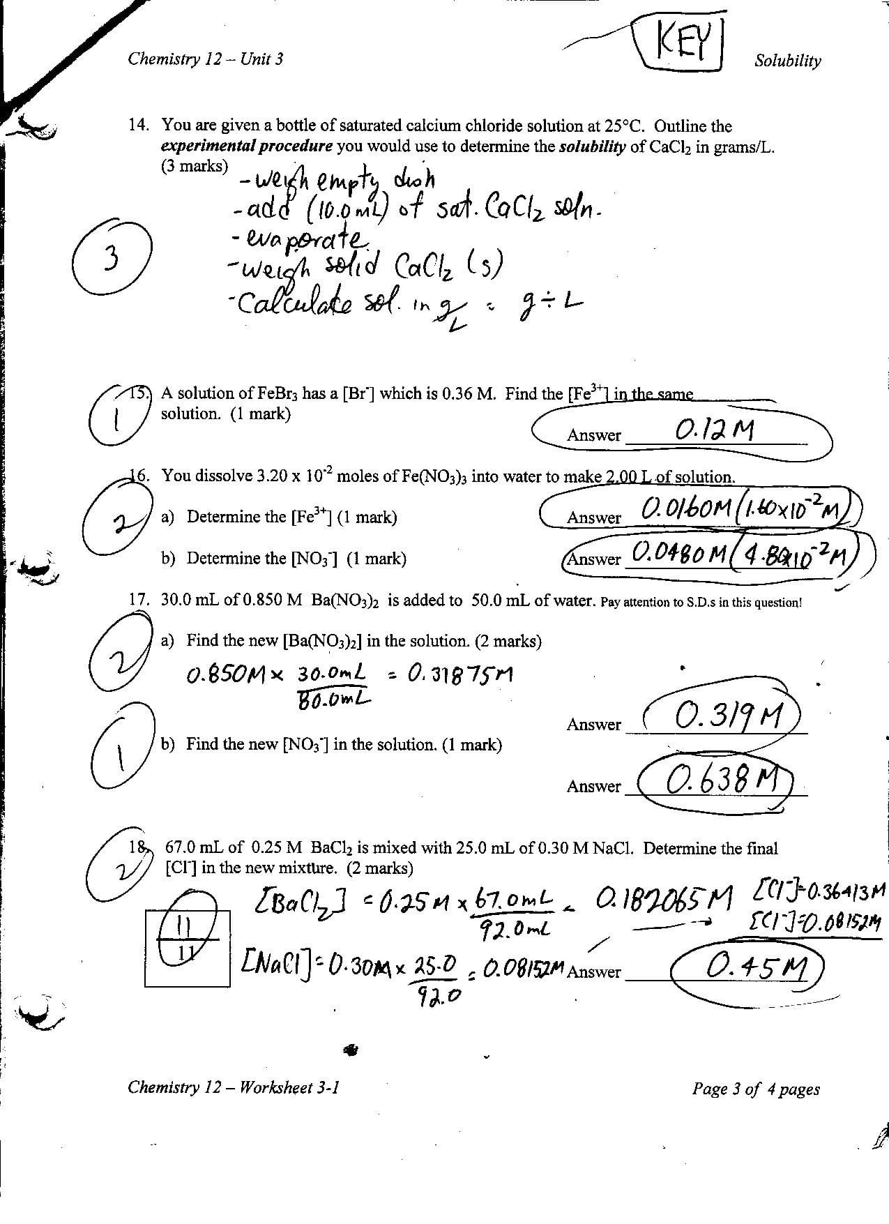 Chemistry 12 Pertaining To Chemistry Unit 4 Worksheet 2 Answers