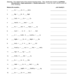 Chemistry Balancing Chemical Equations Or Chemistry Balancing Chemical Equations Worksheet Answer Key