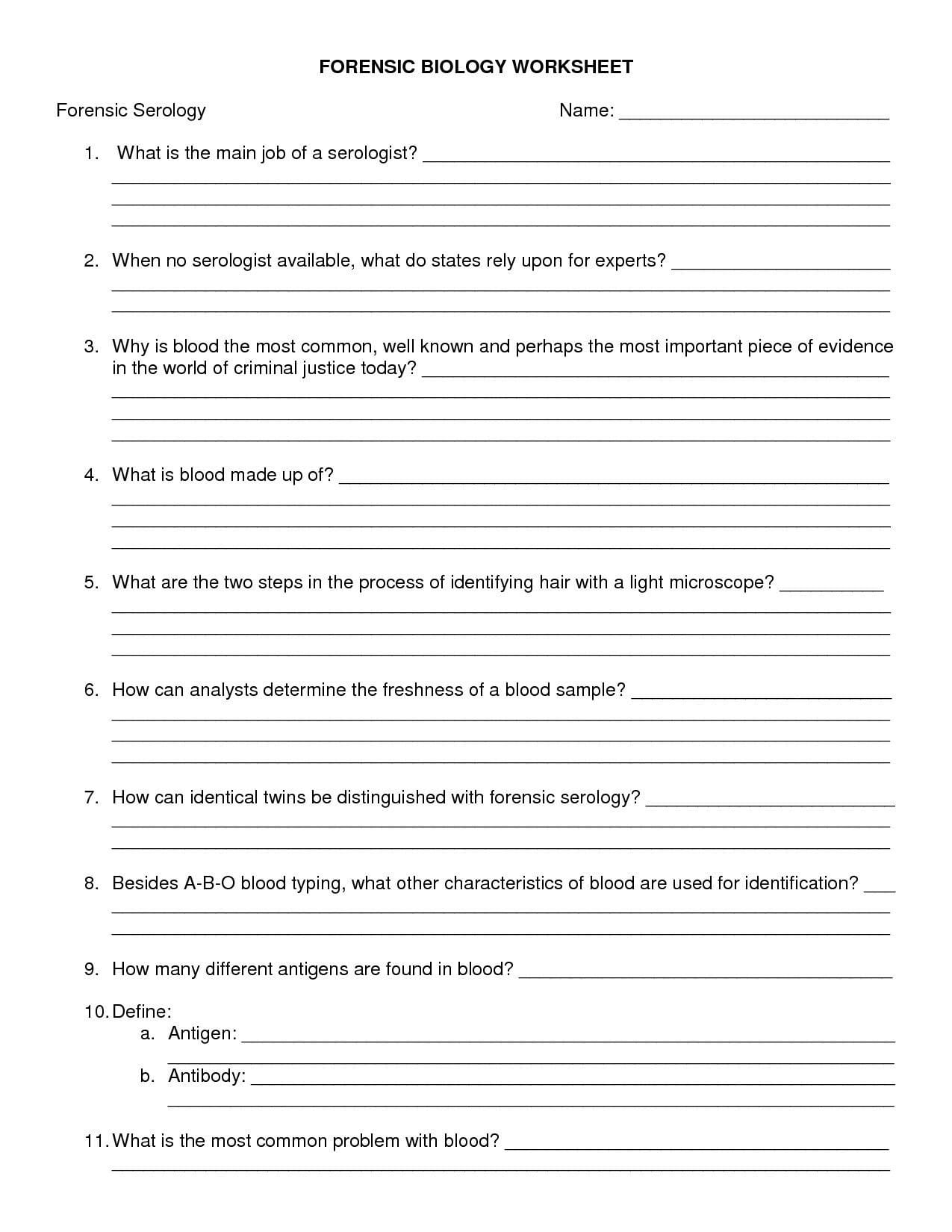 Chemistry Unit 4 Worksheet 2  Briefencounters For Forensic Science Worksheets For High School
