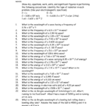 Chemistry Worksheet – Wavelength Frequency  Energy Of With Wavelength Frequency Speed And Energy Worksheet Answers