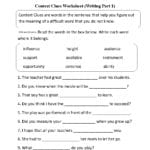 Chic English Language Arts Worksheets Middle School In Context Clues For Art Worksheets For Middle School