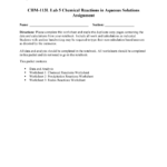 Chm 113L Rs W5 Chemical Reactions In Aqueous Solutions  Chm113 Together With Reactions In Aqueous Solutions Worksheet Answers