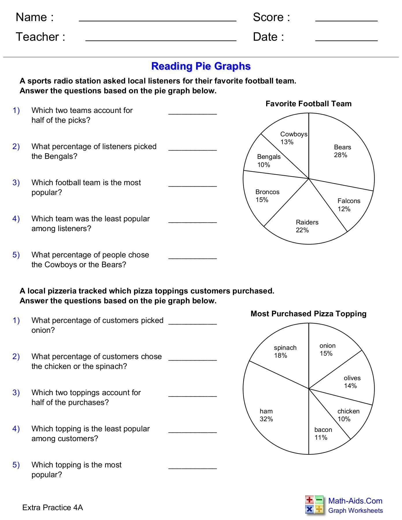 Circle Graph Andor Pie Graphs With Circle Graph Worksheets
