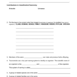 Classificationtaxonomy In Biological Classification Worksheet