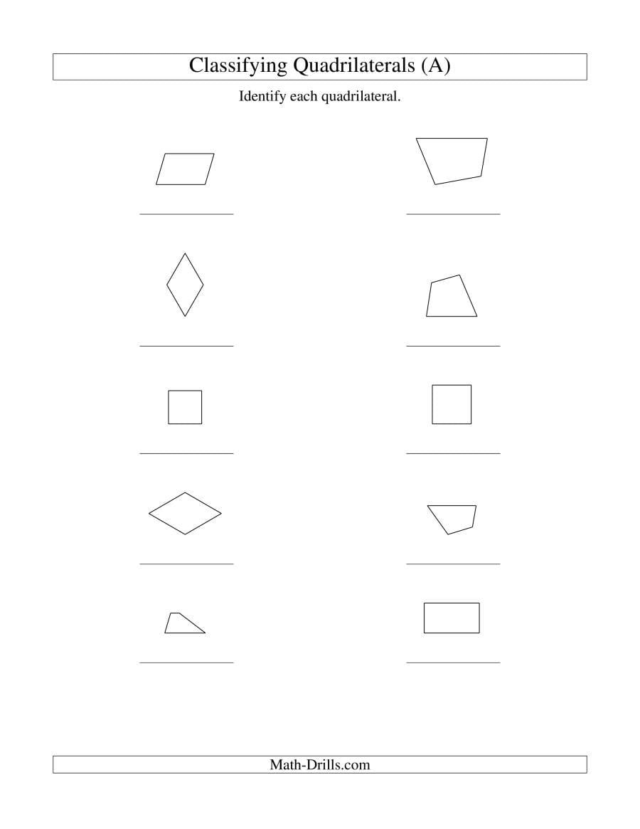 Classifying Quadrilaterals Squares Rectangles Parallelograms Also Classifying Quadrilaterals Worksheet