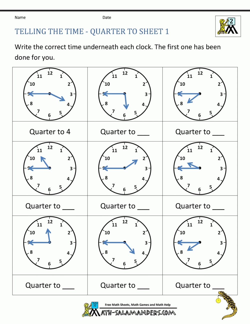Clock Worksheet  Quarter Past And Quarter To Pertaining To Spanish Clock Worksheet Answers