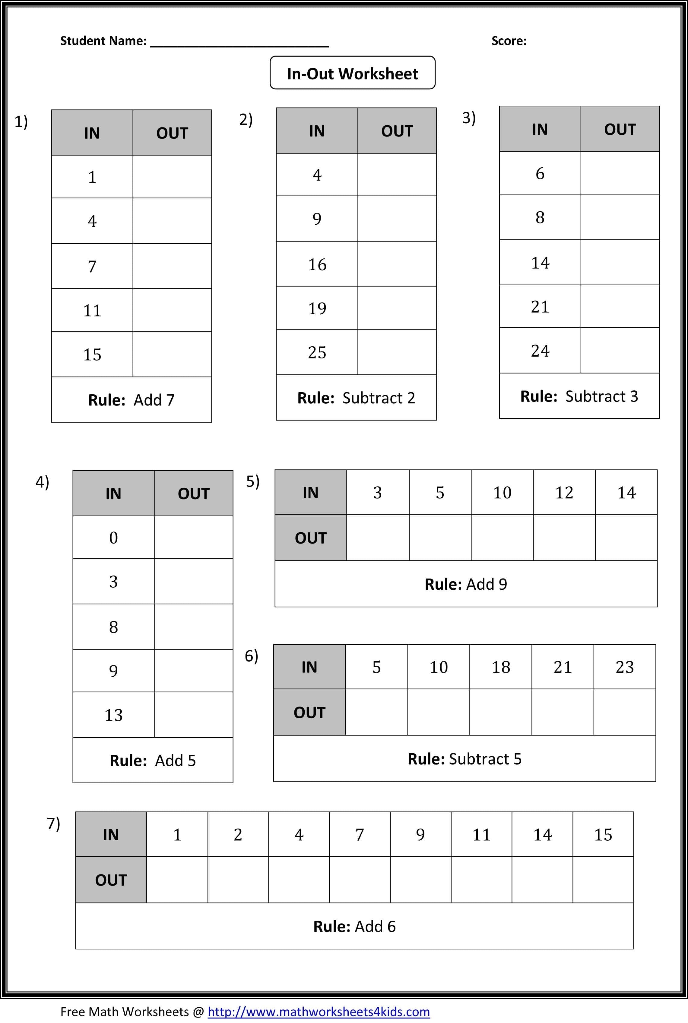 Collection Of Solutions Printable Math Worksheets Function Table With Regard To Function Table Worksheets Answers