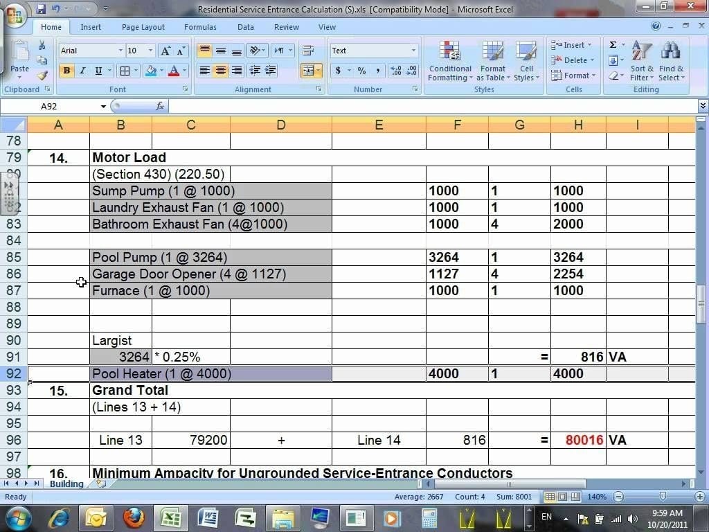 Commercial Electrical Load Calculation Spreadsheet  Wyzdradio Pertaining To Commercial Electrical Load Calculation Worksheet