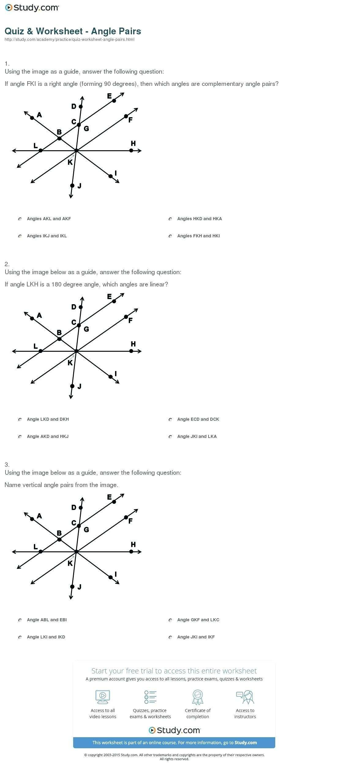 Complementary And Supplementary Angles Worksheet Answers  Worksheet Together With Complementary And Supplementary Angles Worksheet Kuta