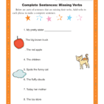 Complete Sentences Missing Verbs  Sentence Structure Worksheets Also Sentence Structure Worksheets